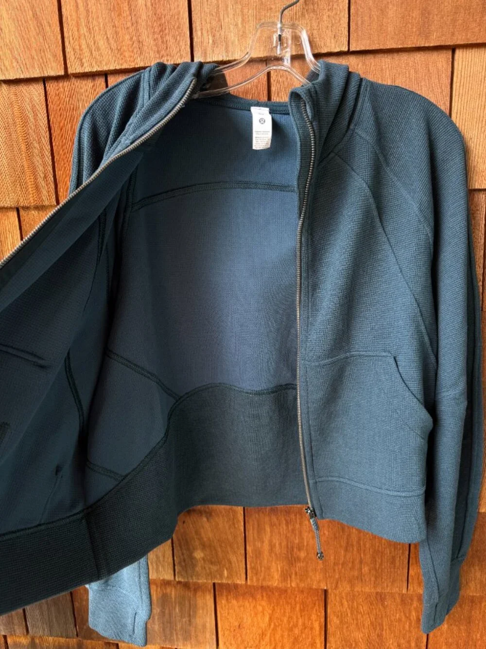 Lululemon Heathered Indochine Blue Oversized Full-Zip Hoodie Waffle in Med/Large - Picture 7 of 10